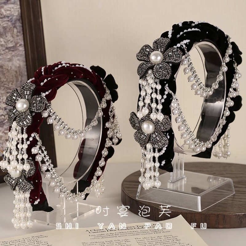 Good Floral & Wedding Decor Supply - Diadema de terciopelo floral étnica con