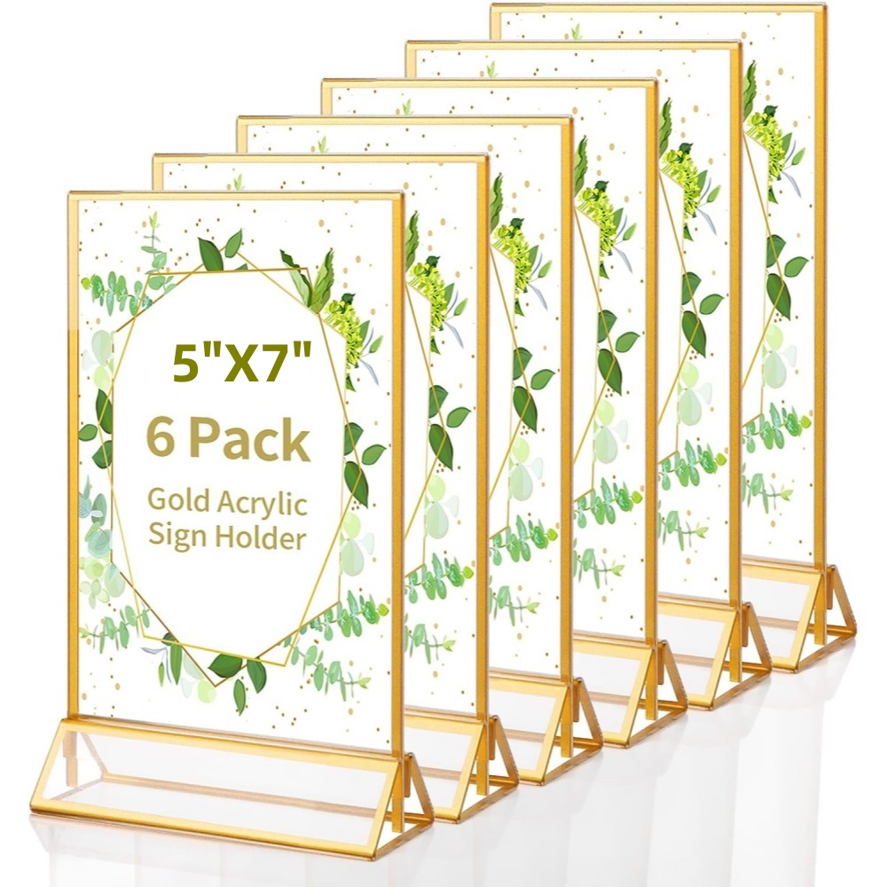 Paquete de 6 Porta Letreros Ac - Table Number Gold reseña y precio
